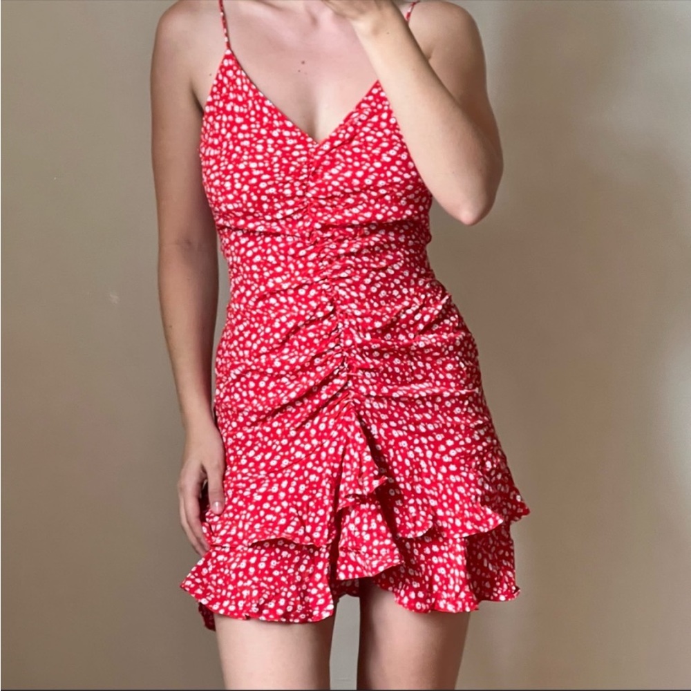 Zara floral Red dress